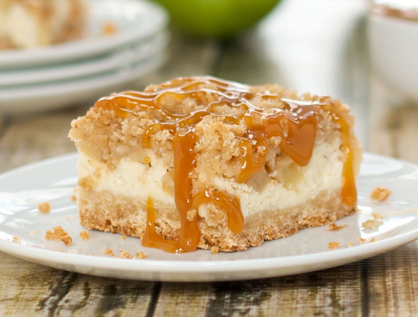 Making Caramel Apple Crisp Cheesecake Bars - Recipes