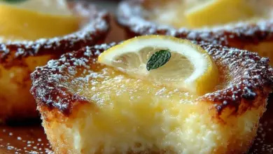 Baby Lemon Impossible Pies with a zesty lemon filling and buttery crust