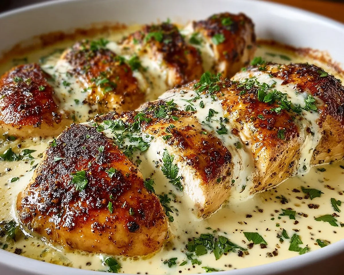 Baked Caesar Chicken with a Creamy Parmesan Sauce