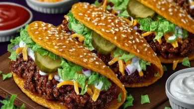 Delicious Big Mac Tacos featuring beef, cheese, and special sauce wrapped in a taco shell.