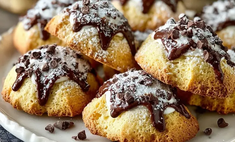 Delicious homemade cannoli cookies with creamy filling and chocolate chips