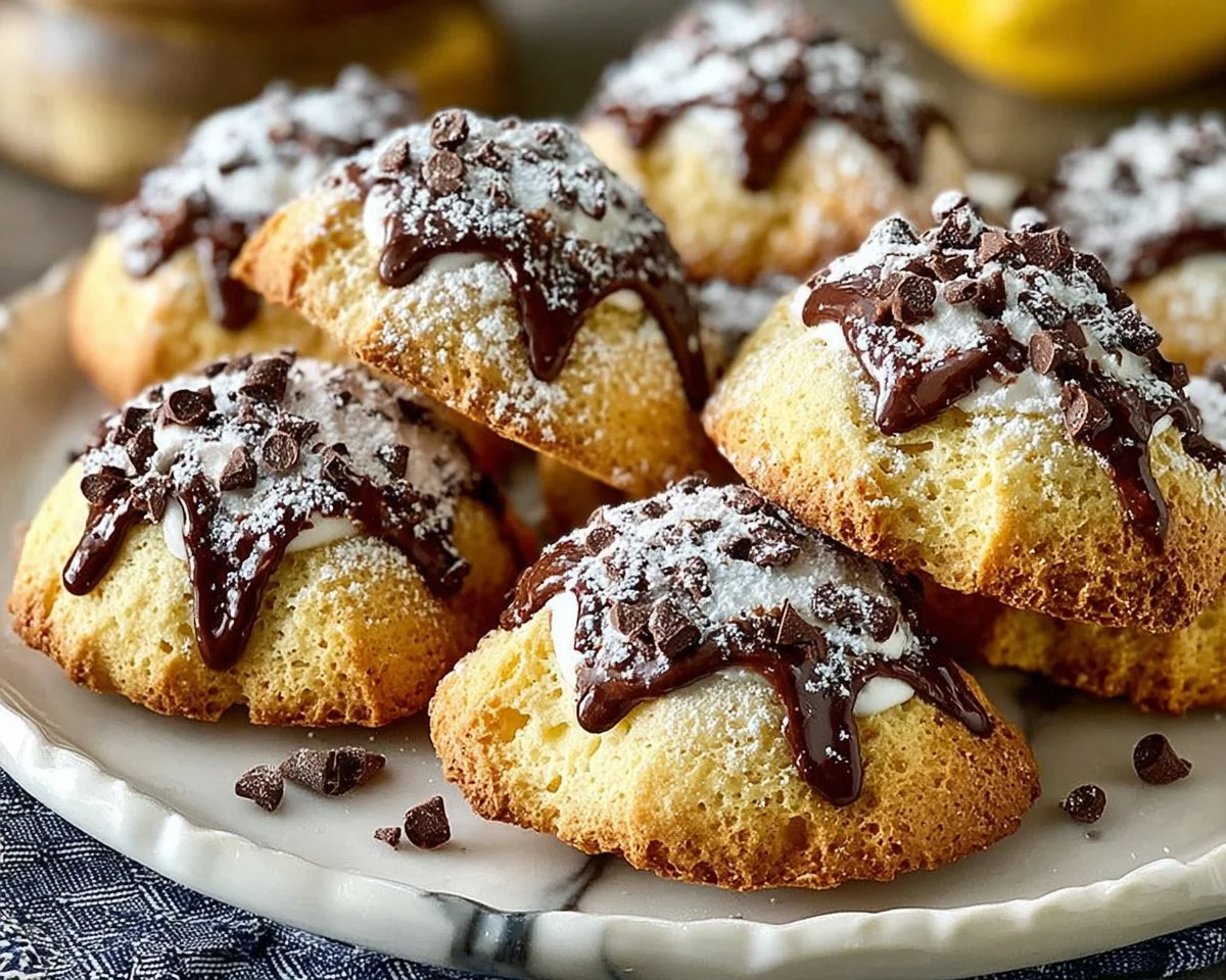Delicious homemade cannoli cookies with creamy filling and chocolate chips