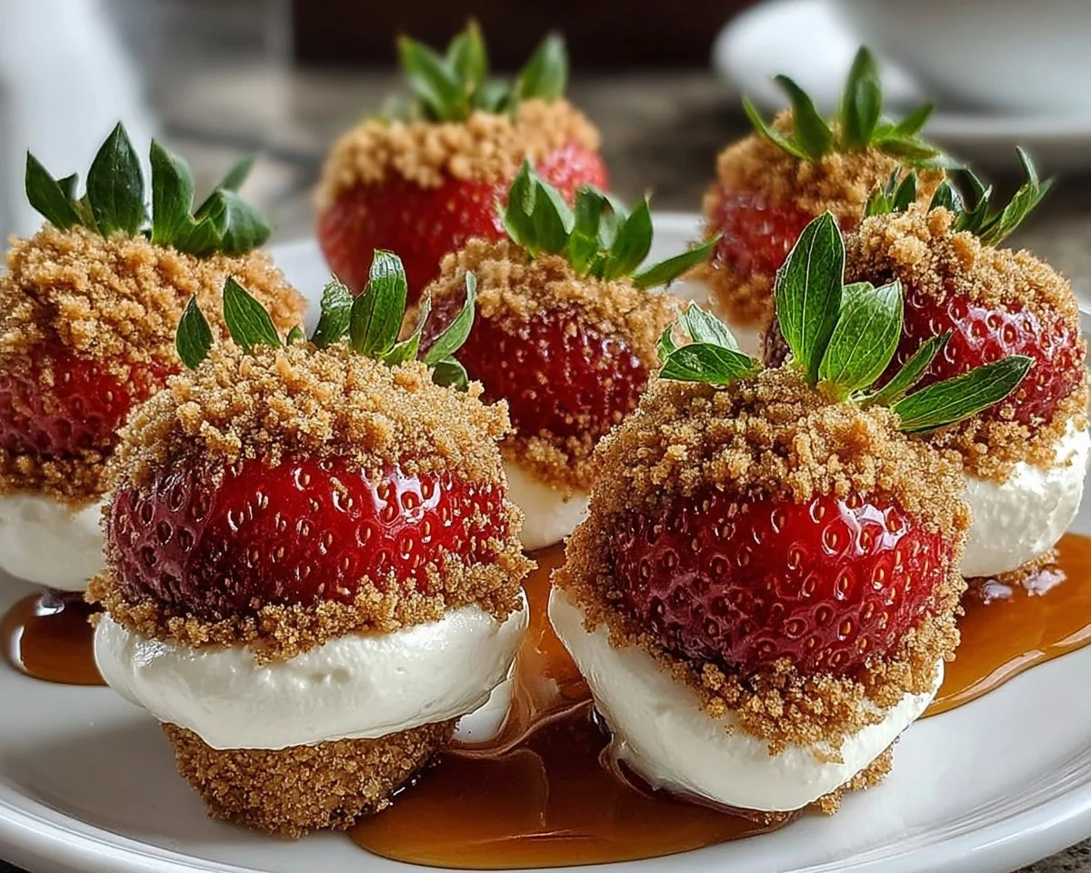Cookie Butter Cheesecake Stuffed Strawberries