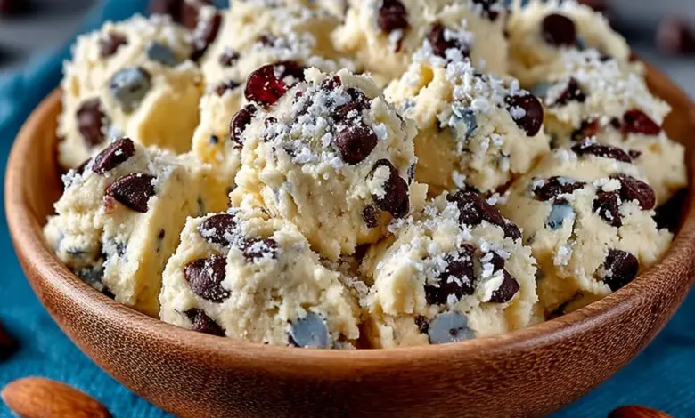 Delicious cottage cheese cookie dough mix in a bowl