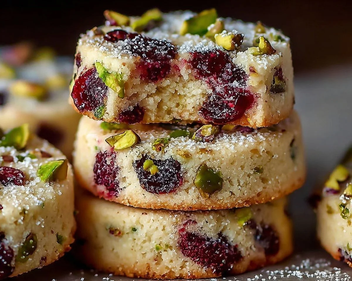 Cranberry Pistachio Shortbread Cookies