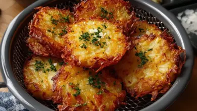 Crispy air fryer hash browns cooked to perfection