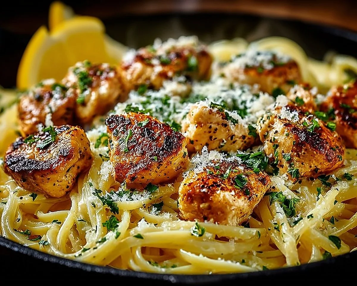 Garlic Butter Chicken with Lemon Parmesan Pasta