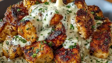 Grilled chicken bites served with creamy garlic sauce