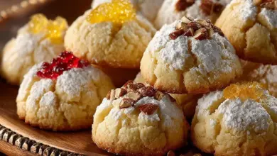 Delicious homemade Italian Wedding Cookies dusted with powdered sugar.