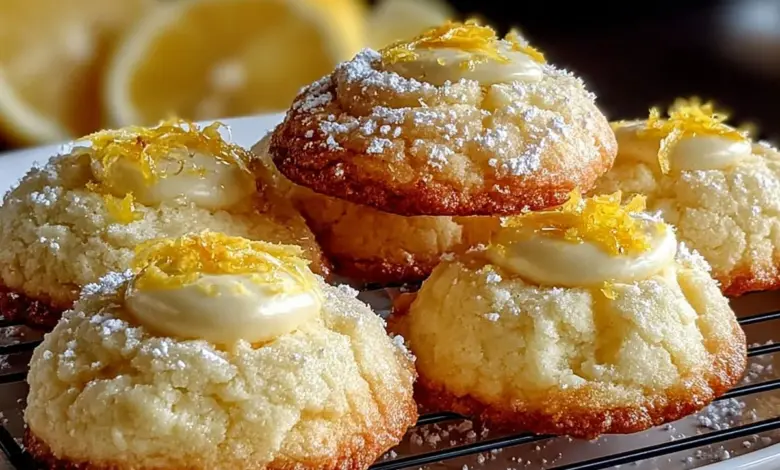 Delicious lemon poundcake cookies with a golden crust and vibrant lemon glaze.