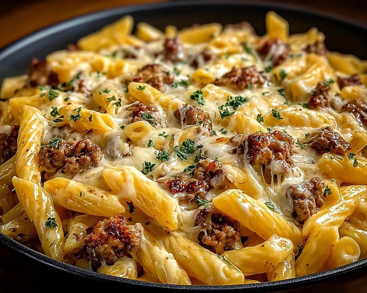 Loaded Cheeseburger Alfredo Pasta