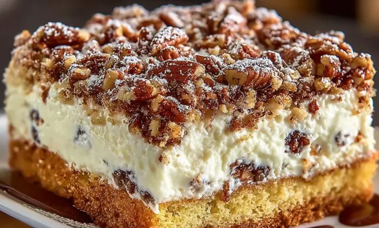 Delicious Neiman Marcus Cake garnished with elegant decorations