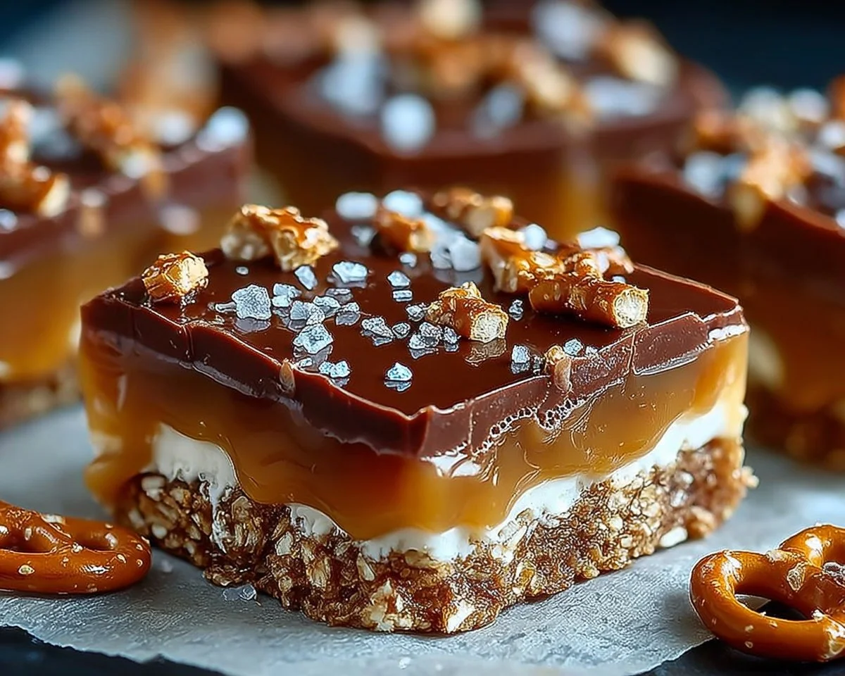 No Bake Caramel Pretzel Crack Bars
