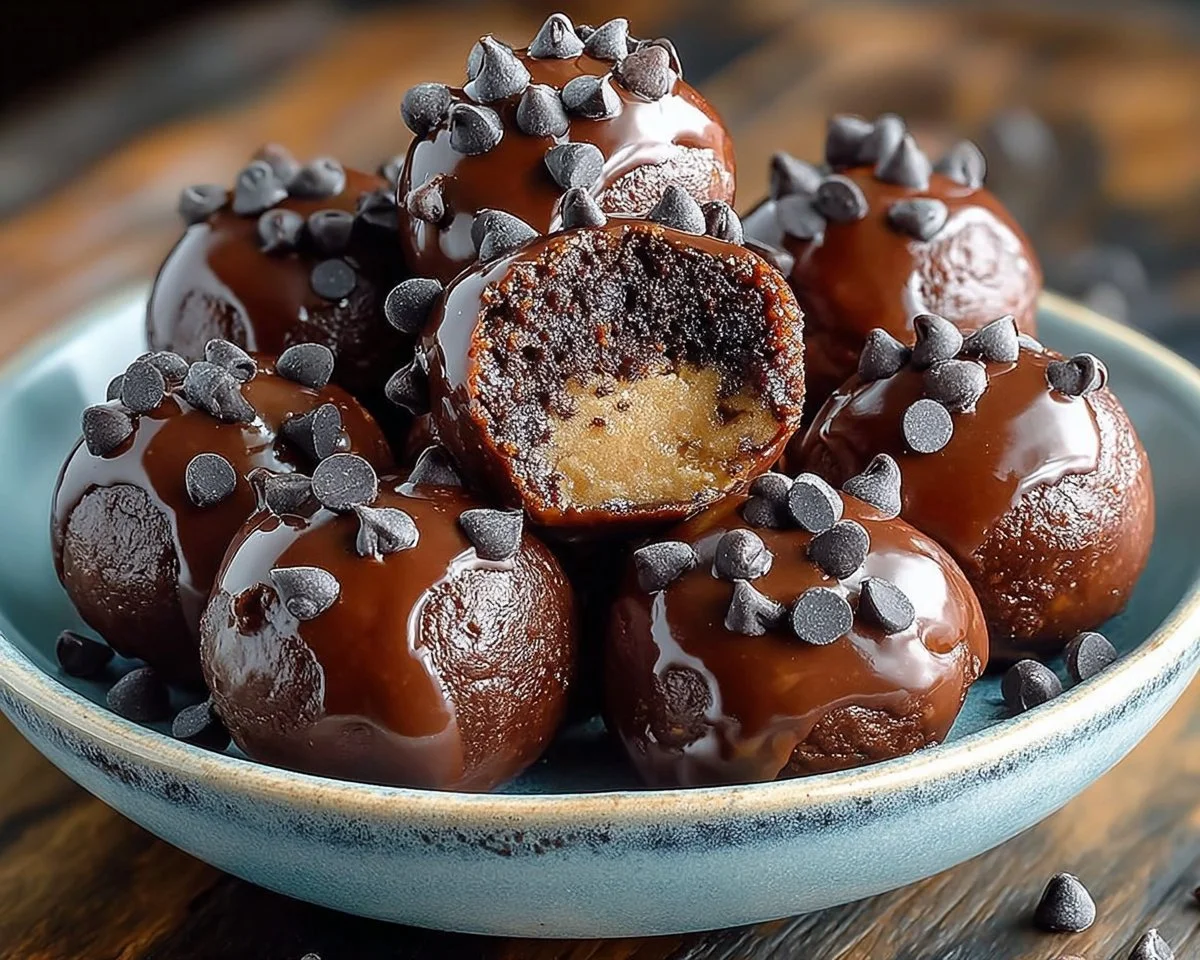 No-bake cottage cheese brownie batter protein bites ready to eat