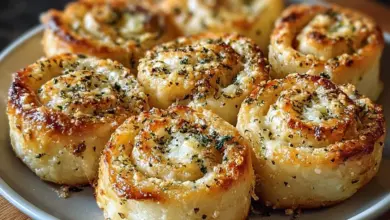 Delicious Parmesan Garlic Pizza Rolls on a serving plate