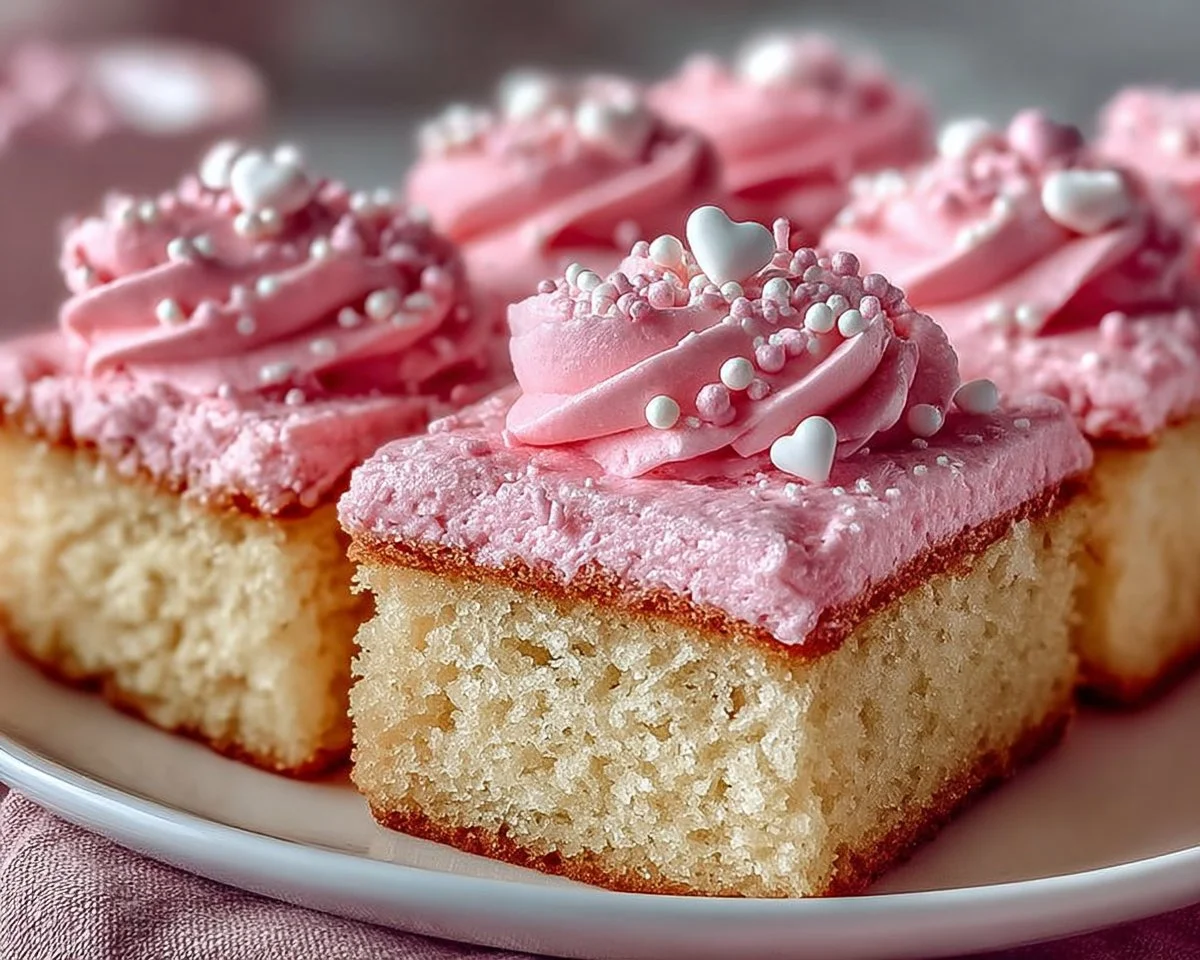 Pink Vanilla Cake Squares