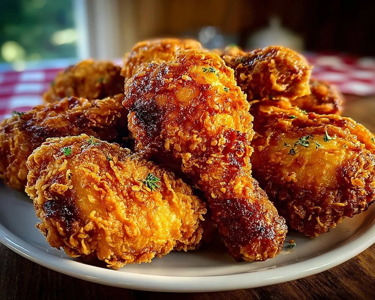 Plate of delicious CopyCat Fried Chicken inspired by Popeye's recipe