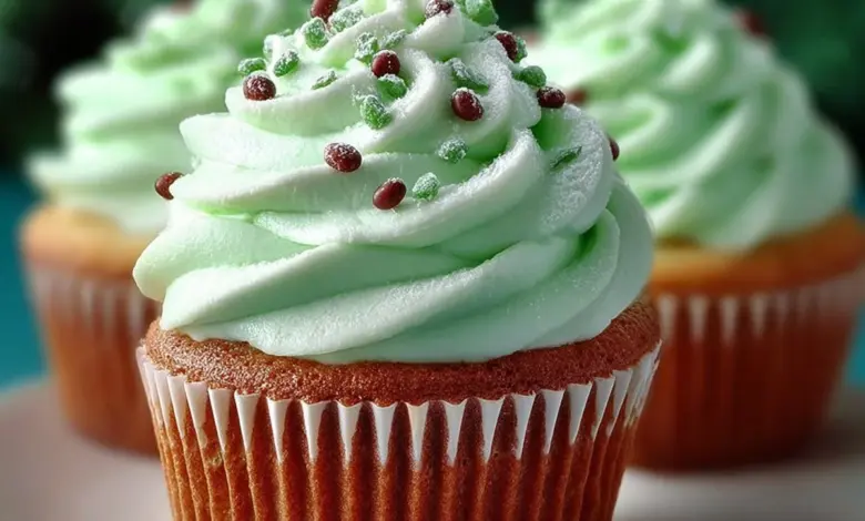 Delicious Shamrock Shake Cupcakes decorated for St. Patrick's Day