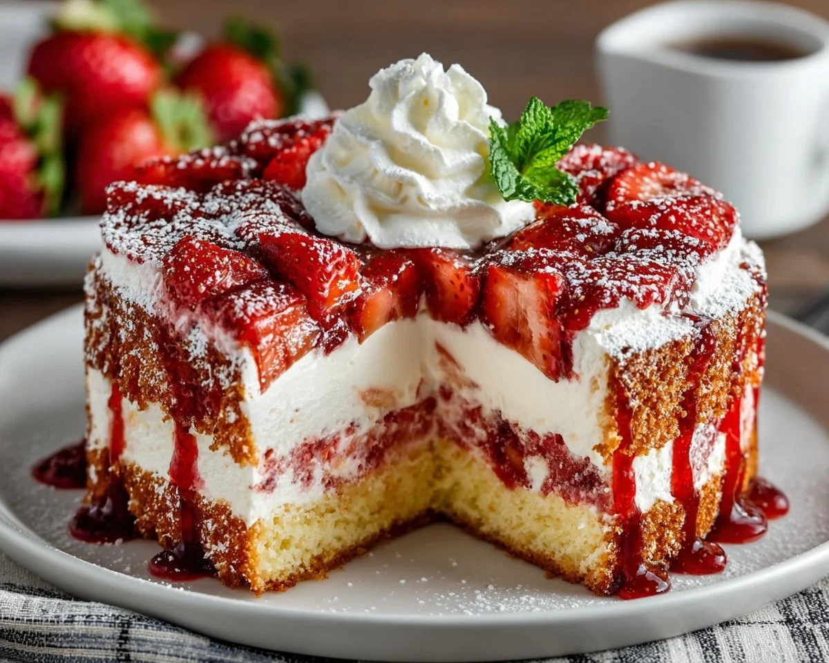 Strawberry Earthquake Cake