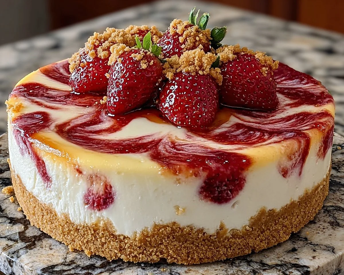 Strawberry Swirl Cheesecake