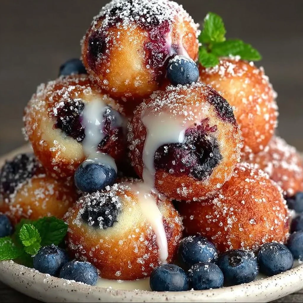 Delicious baked blueberry fritter bites with fresh blueberries