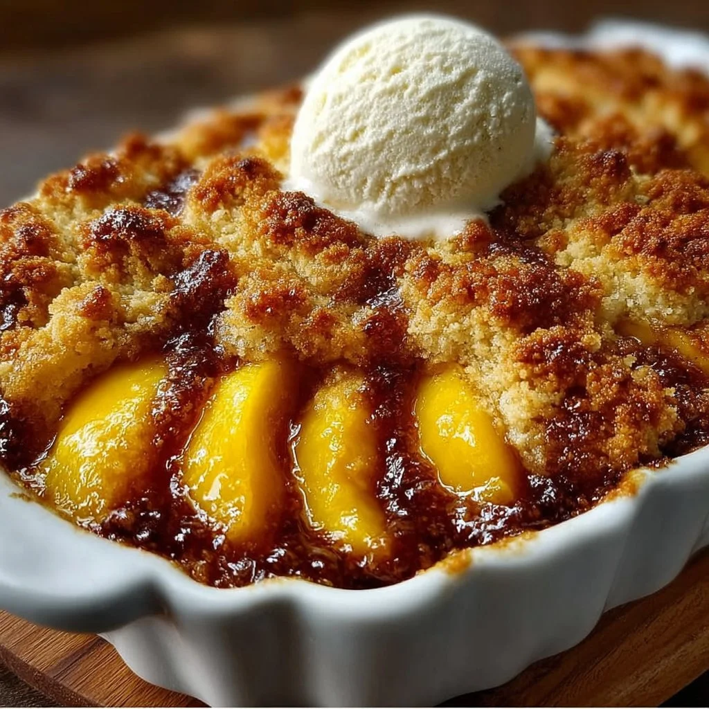 Buttery Vanilla Peach Cobbler with Sweet Crust
