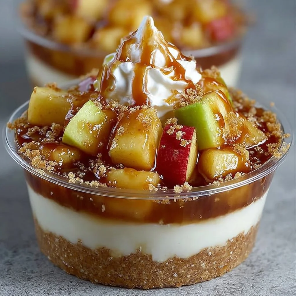 Delicious caramel apple dessert cups with fresh apples and rich caramel sauce