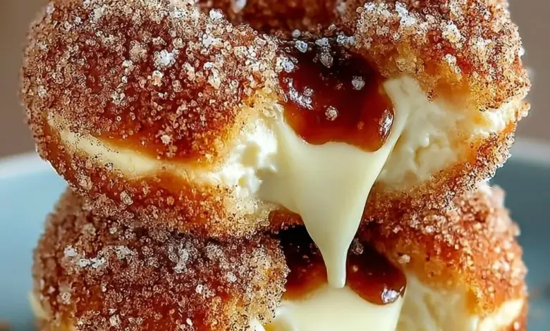 Churro Cheesecake Donut Cookies fresh out of the oven, sprinkled with cinnamon sugar.
