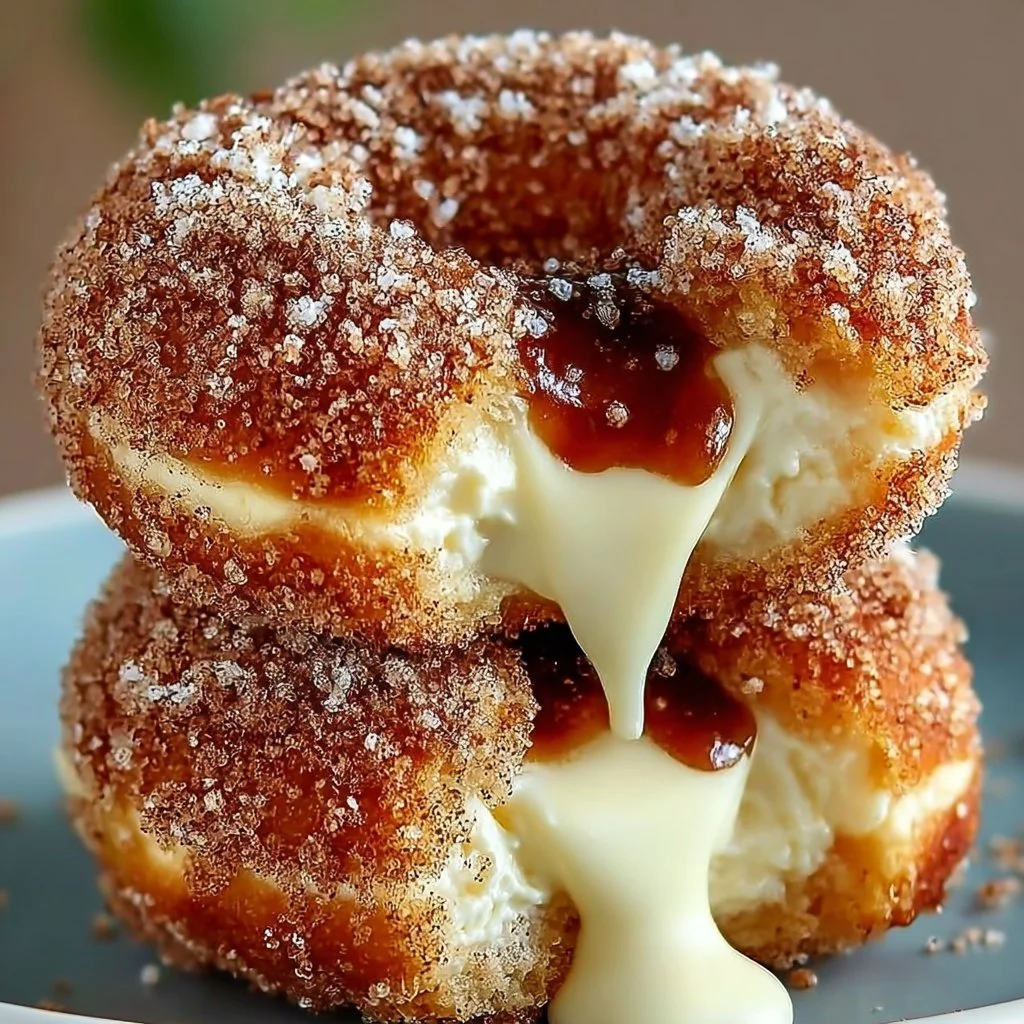 Churro Cheesecake Donut Cookies fresh out of the oven, sprinkled with cinnamon sugar.