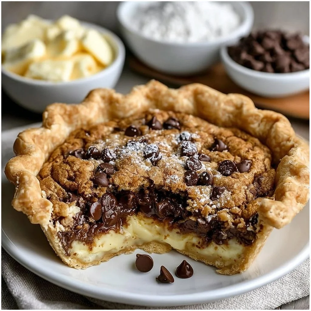 Delicious Easy Chocolate Chip Cookie Pie fresh out of the oven
