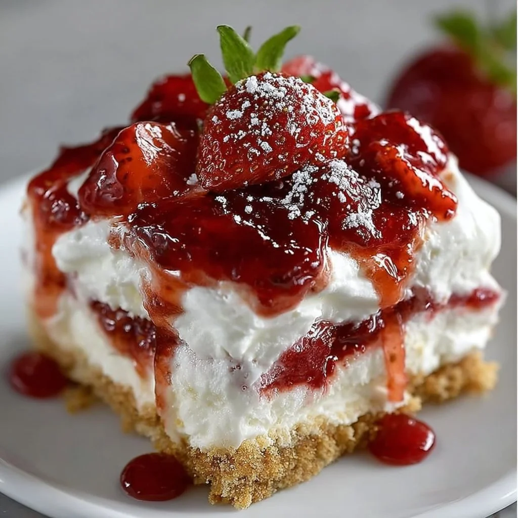 No-Bake Strawberry Cheesecake Lasagna