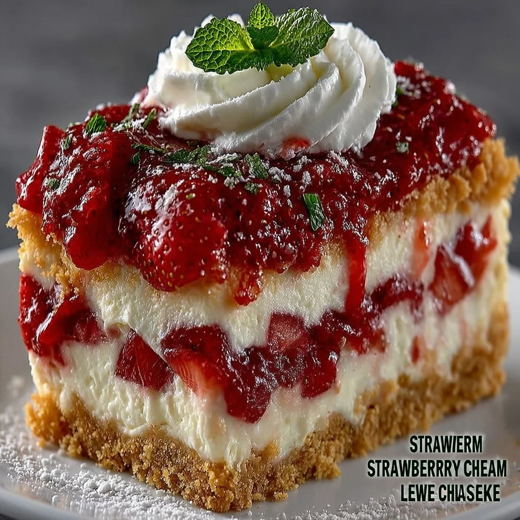 Strawberries and Cream Dream Layer Cheesecake Cake