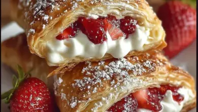 Strawberry cheesecake turnovers fresh out of the oven on a plate