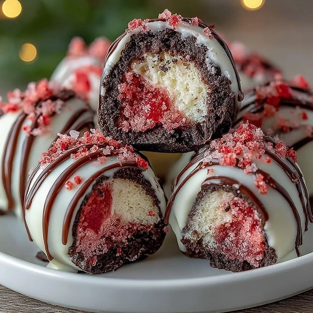 Strawberry Shortcake Oreo Balls on a decorative plate ready to enjoy