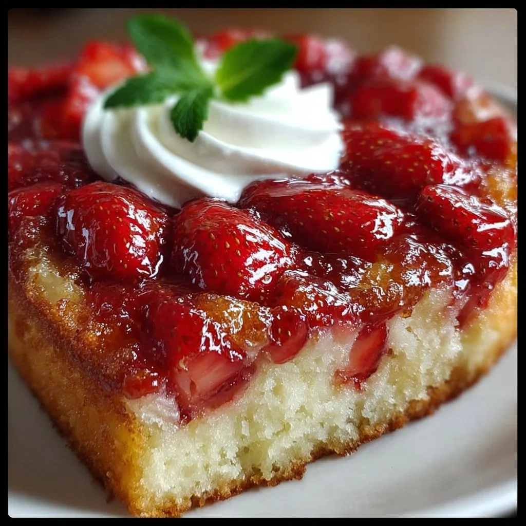 Upside Down Strawberry Cake