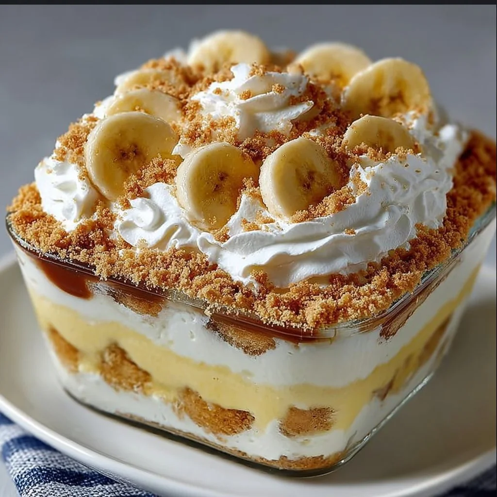 Delicious Banana Pudding Lush dessert layered with bananas and creamy pudding