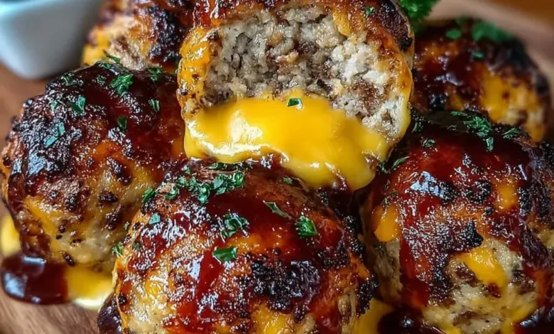 Delicious BBQ Bacon Cheddar Bombs ready to be served.