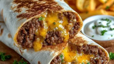 Delicious beefy cheesy fries wrap with loaded toppings