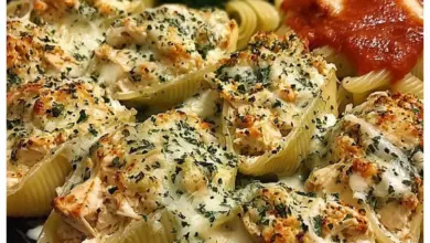 Cheesy Chicken Shells recipe, a delicious creamy dish perfect for dinner