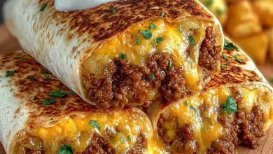 Cheesy potato burritos filled with creamy potatoes and melted cheese