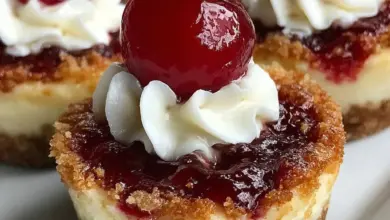 Cherry Cheesecake Cupcake Bites on a dessert table