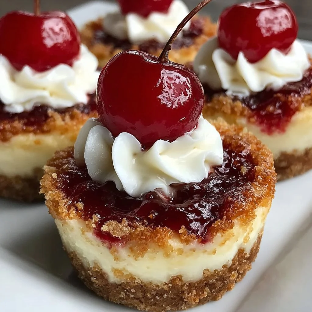 Cherry Cheesecake Cupcake Bites on a dessert table