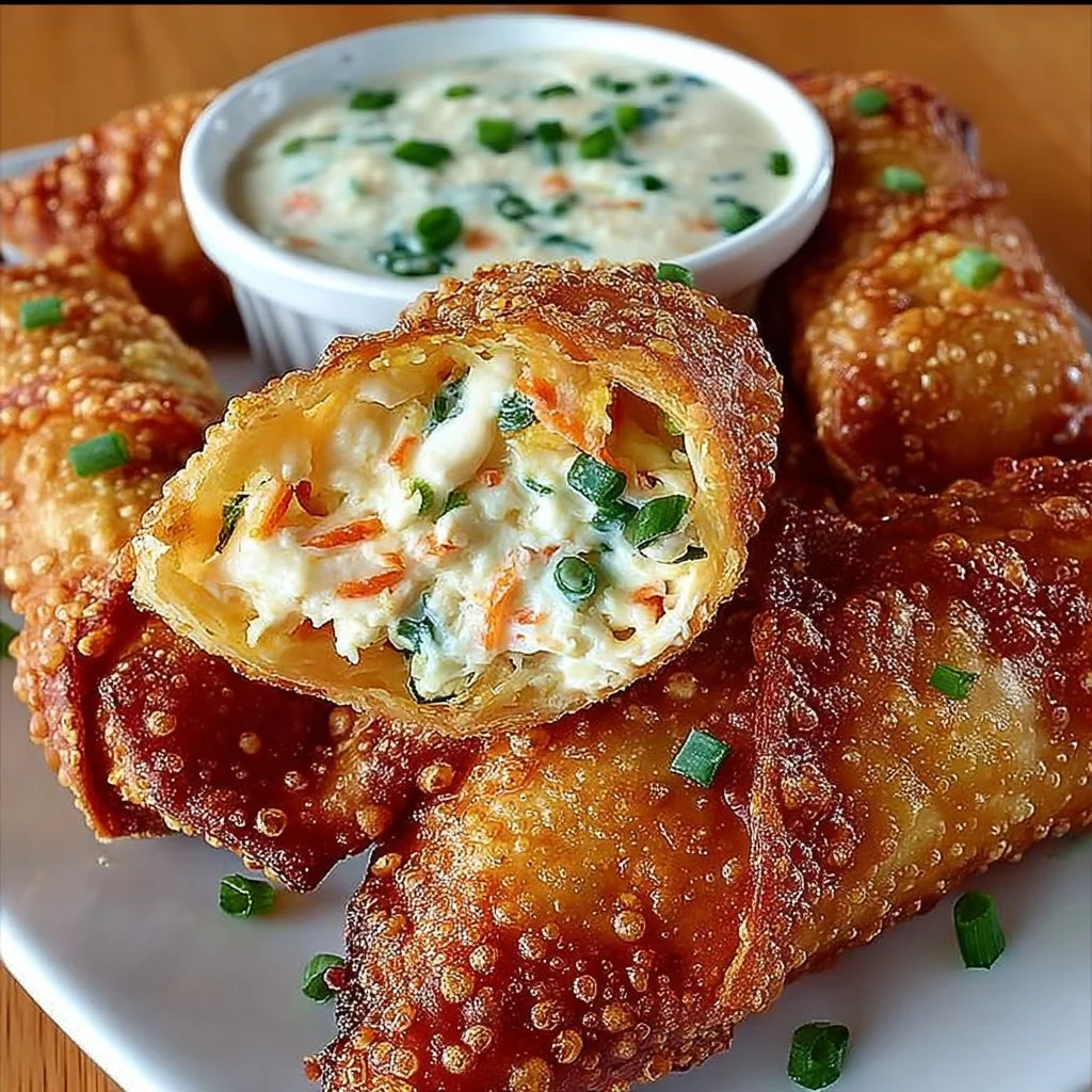 Crispy Crab Rangoon Egg Rolls filled with creamy crab and cheese