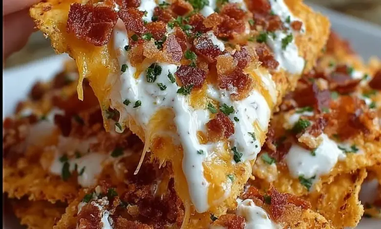 Cream Cheese and Bacon Stuffed Doritos ready to be served as a tasty snack.