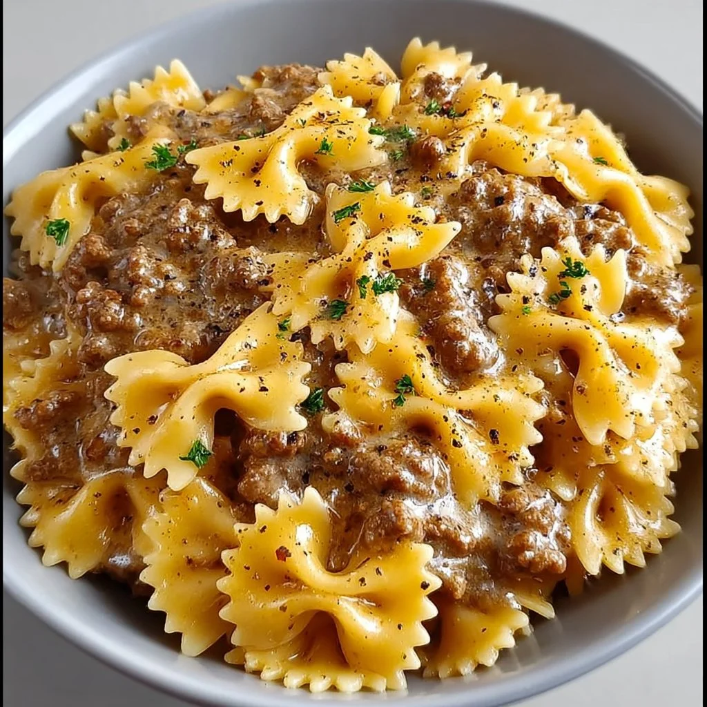 Creamy Velveeta Beef Pasta with Bowtie Noodles