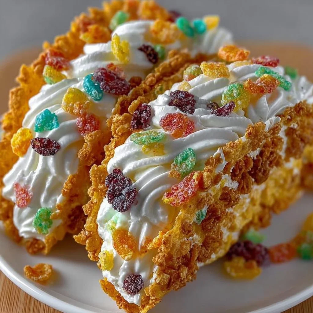 Fruity Pebbles Cheesecake Tacos
