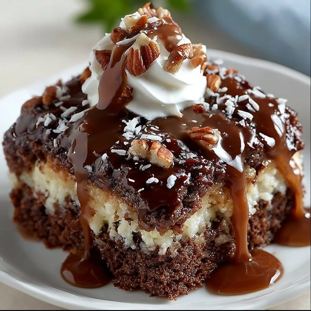 German Chocolate Poke Cake