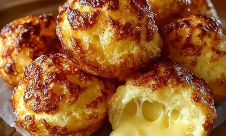 Delicious leftover mashed potato cheese puffs on a plate