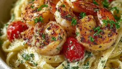 Delicious Marry Me Shrimp Pasta recipe with shrimp and pasta in a creamy sauce