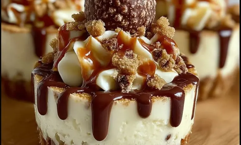 Mini no-bake Malteser cheesecakes topped with chocolate and Maltesers